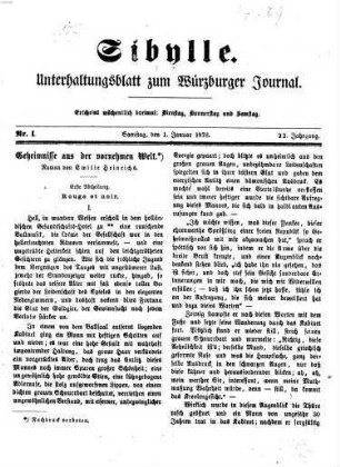Sibylle : Unterhaltungsblatt zum Würzburger Journal. 1876