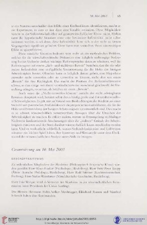 Gesamtsitzung am 10. Mai 2003