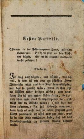 Der Feldtrompeter, oder Wurst wiedert Wurst : Eine Posse in einem Aufzug für die kaiserl. kgl. priv. Marinellische Schaubühne
