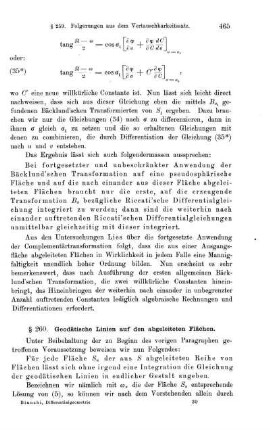 § 260. Geodätische Linien auf den abgeleiteten Flächen.