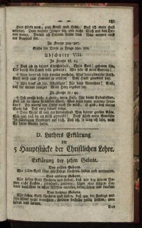 D. Luthers Erklärung der 5 Hauptstücke der Christlichen Lehre.