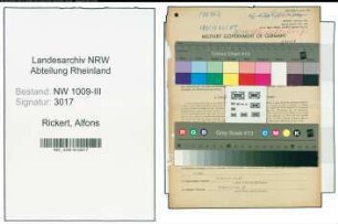 Entnazifizierung Alfons Rickert , geb. 09.10.1898 (Landwirt)