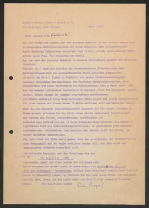 Brief: Eva Rieger an Felicitas Kukuck, 01.03.1985