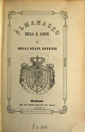 Almanacco della R. Corte e degli stati estensi. 1857