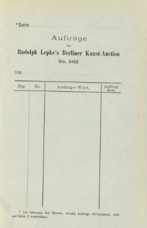 Aufträge für Rudolph Lepke's Kunst-Auction ...