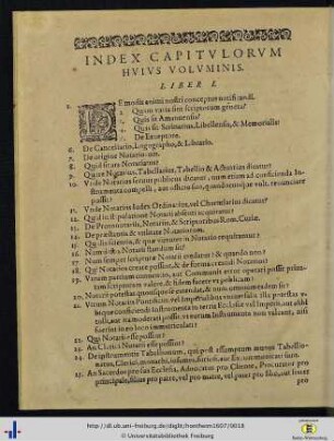 Index Capitulorum Huius Voluminis.