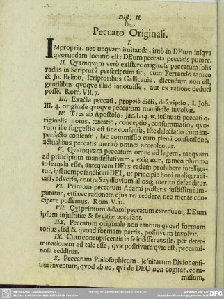 Disp. II. [XV.] De Peccato Originali