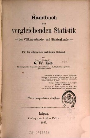 Handbuch der vergleichenden Statistik der Völkerzustands- und Staatenkunde : für den allgemeinen praktischen Gebrauch