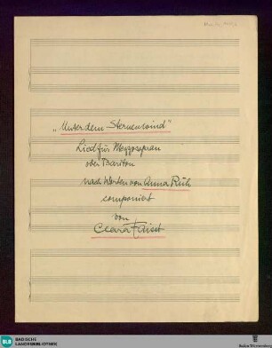 Unter dem Sternenwind warst du so nah - Mus. Hs. 1400,6 : Mezzo-S, pf; A; RebF CF 102