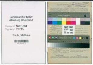 Entnazifizierung Mathias Pauls , geb. 21.08.1900 (Maschinist)