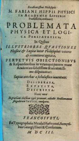 Problemata physica et logica peripatetica
