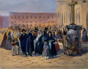 Kirchgänger vor der Kathedrale