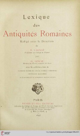 Lexique des antiquités romaines