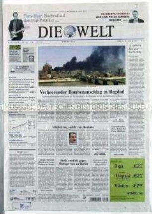 Tageszeitung "Die Welt" u.a. über den Terror im Irak