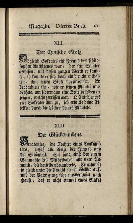 XLI. Der Cynische Stolz. - L. Das Verhängniß.