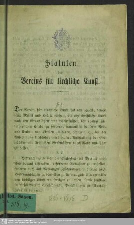 Statuten des Vereins für kirchliche Kunst