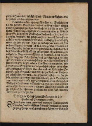 Der Erste Hauptpunct belangendt die Person deß Excommunicanten.