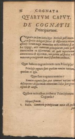 Quartum Caput. De Cognatis Principiorum.