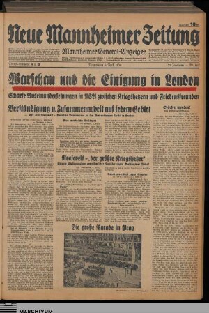 Neue Mannheimer Zeitung : NMZ : Mannheimer Neues Tageblatt, Abend-Ausgabe A