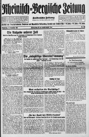 Rheinisch-Bergische Zeitung : Heidersche Zeitung ; ältestes Blatt des Rheinisch-Bergischen Kreises