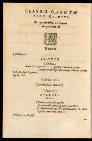 Classis Quartae Ordo Quintus ... E