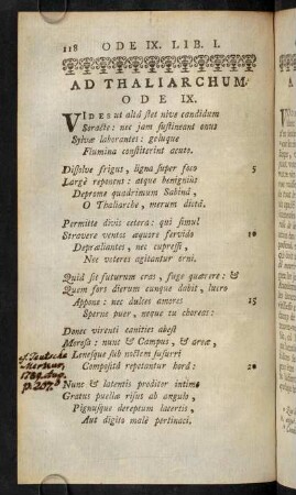 118-125, Ad Thaliarchum. Ode IX.; Remarques Sur L'Ode IX.; Notes Sur L'Ode IX.