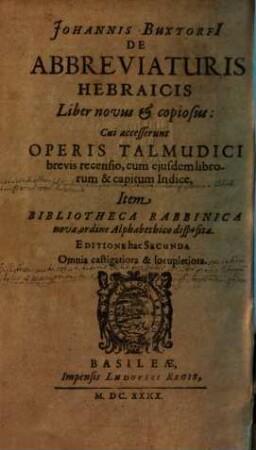 De Abbreviaturis hebraicis Liber ...