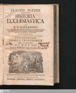 Continuationis Tomus Trigesimus Seu In Ordine Tomus LIV.: Ab anno Christi 1606. usque ad annum 1610