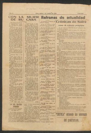 Lo del Teatro Forero : Lima, 6 de octubre de 1930. Señor Director de Crítica.