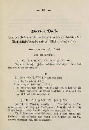 183, Viertes Buch. Von den Rechtsmitteln der Berufung, der Beschwerde, der Richtigkeitsbeschwerde und der Wiederaufnahmeklage.