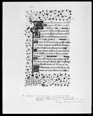 Lateinisches Gebetbuch mit französischem Kalender — Initiale D und Dreiviertelbordüre, Folio 53recto