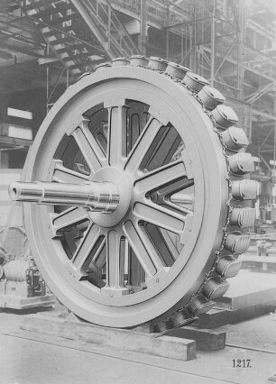Rotor eines langsam laufenden Drehstromgenerators (Maffei-Schwartzkopff-Werke GmbH) : Technikgeschichte | Elektrotechnik | Erzeugung elektrischer Energien | Gleich- und Wechselstromgeneratoren, Turbogeneratoren