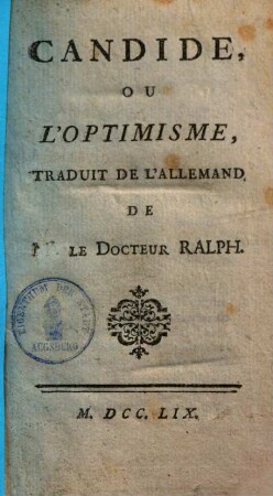 Candide, ou lóptimisme, 1.