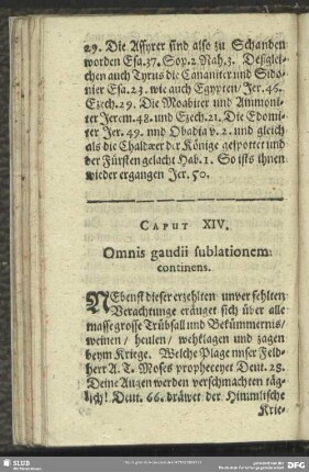Caput XIV. Omnis gaudii sublationem continens