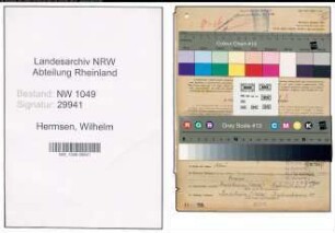 Entnazifizierung Wilhelm Hermsen , geb. 19.06.1898 (Bahnsekretaer)
