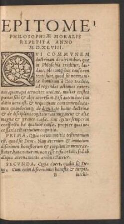 Epitome Philosophiae Moralis Repetita M.D.XLVIII.