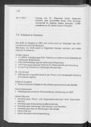 7.5 Mitarbeit in Gremien
