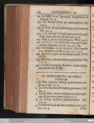 VI. Supplementa Ad Philosophiam.