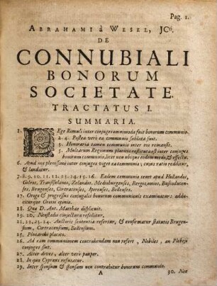 Abrahami à Wesel ... Tractatus de connubiali bonorum societate et pactis dotalibus