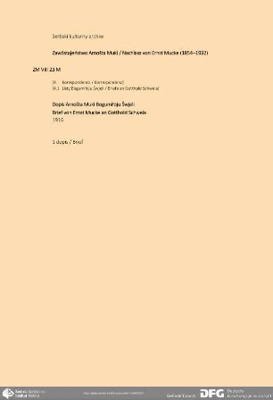 Brief von Ernst Mucke an Bogumił Šwjela