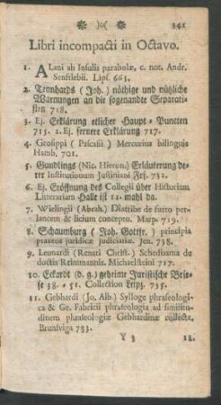 Libri incompacti in Octavo