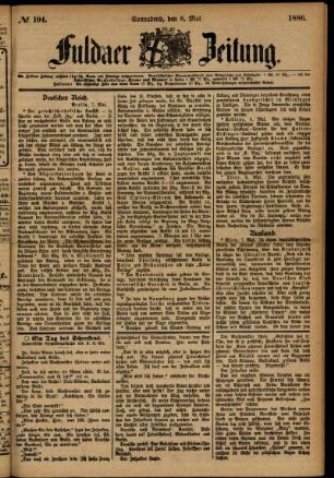 Ausgabe vom Samstag, den 08. Mai 1886.