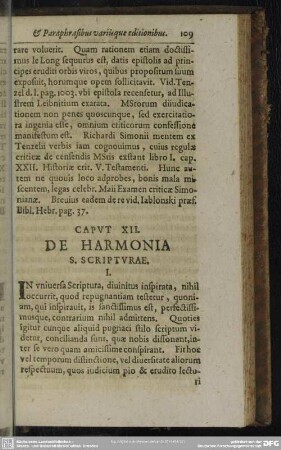 Caput XII. De Harmonia S. Scripturae