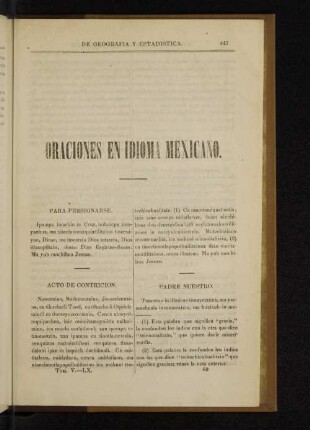 Oraciones en idioma mexicano.