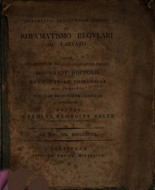 De rheumatismo regulari ac larvato