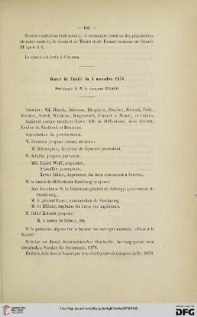 Séance du Comité du 4 novembre 1878