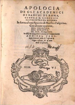 Apologia de gli Academici di Banchi di Roma