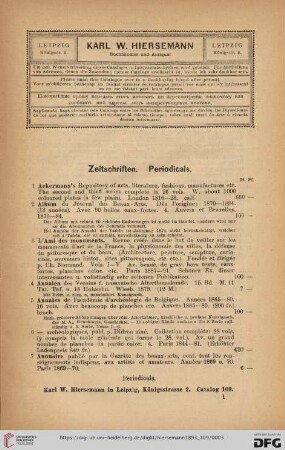 Zeitschriften. Periodicals (Nr. 1 - 115)