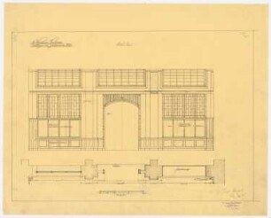 Warenhaus Wertheim, Leipziger Straße, Berlin 3. Bauabschnitt, Erweiterungsbau Voßstraße: Vorhalle an der Voßstraße: Korsettlager: Wandansicht, 1:25