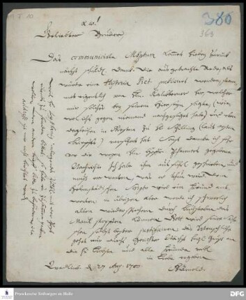 Brief von Gottfried Arnold an [August Hermann Francke].
